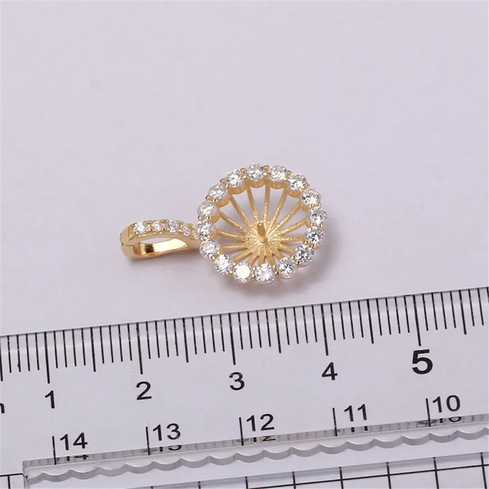 S925 Sterling Silver Pearl Pendant Setting, DIY Empty Bezel Cup Jewelry Supplies for Craft Making, Hollow Prong Pendant Findings