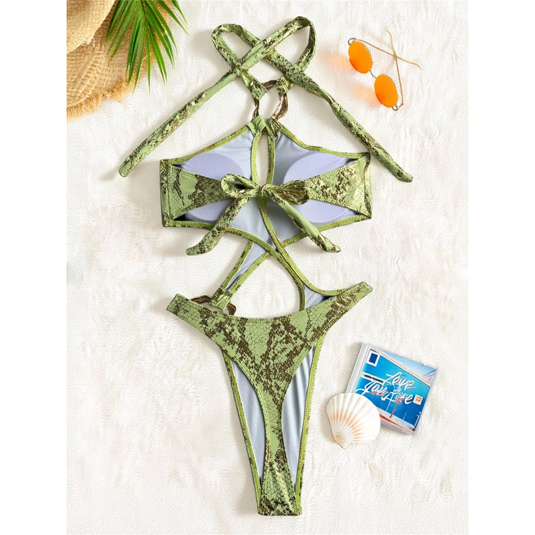 Sexy Badeanzug mit Bauchausschnitt, Leoparden- und Schlangenhautmuster, Damen-Badeanzug, einteiliger Badeanzug, Damen-Neckholder-Badeanzug mit hohem Beinausschnitt, Badebekleidung, Badeanzug V7972 – Detail 37