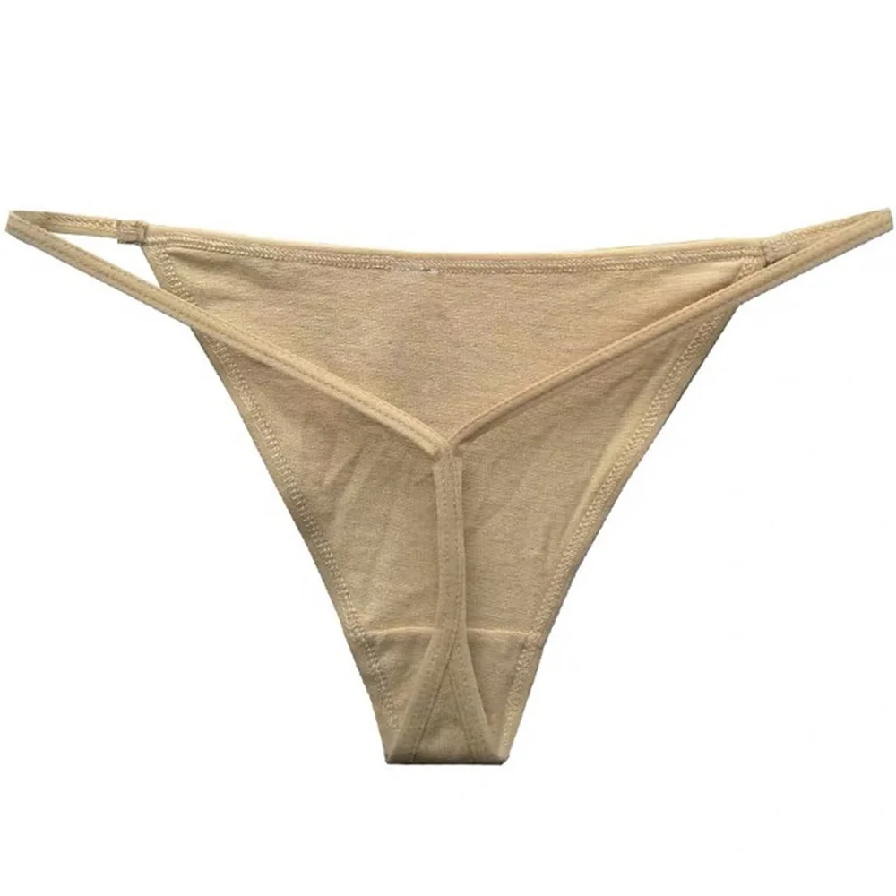 Feminino cintura baixa fina tiras biquíni tangas v cordas roupa interior calcinha de algodão