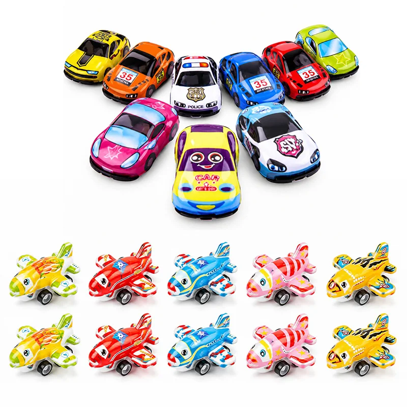20PCS Random Style Pull Back Cars Airplanes Funny Decorative Mini Vehicle Ornaments Interactive Party Favors School Rewards ZYF