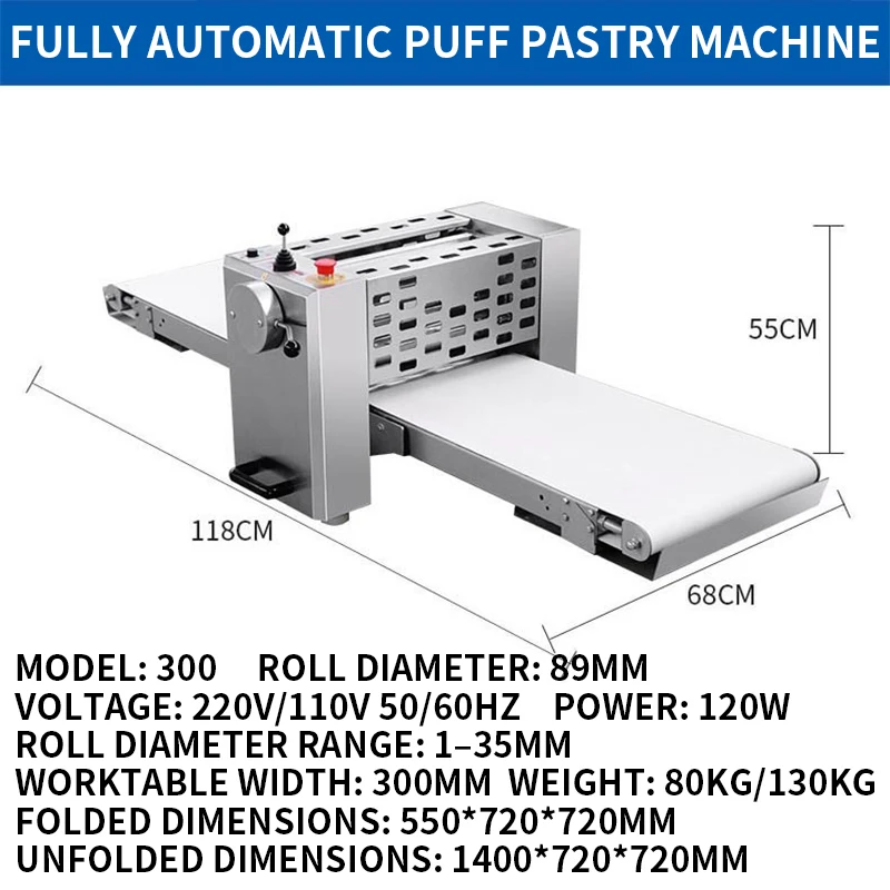 

Fully Automatic Puff Pastry Machine for Bread and Puff Pastry Production; Automatic Stainless Steel Pizza Dough Shee(Customized)