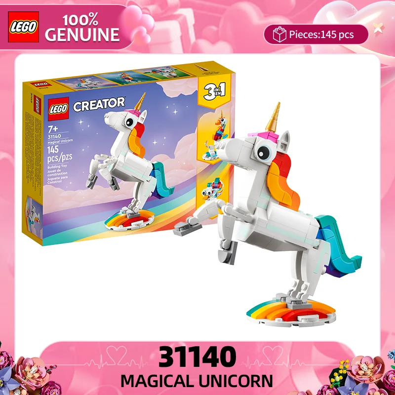 

Креативная универсальная серия Lego 31140, волшебный единорог, детские конструкторы-головоломки для мальчиков и девочек, игрушка, подарок на день Святого Валентина