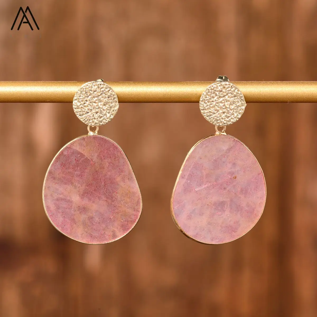 Natural Stone Drop Dangle Earrings For Women Sweet Romance Rose Quartzs Earring Fashion Elegant Birthday Party Earring Jewelry