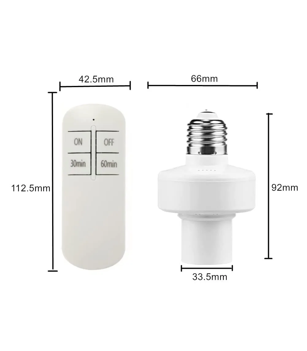 E27 lamp holder wireless remote control with 60min 30min E27 110V / 220V power switch socket remote timing switch lights