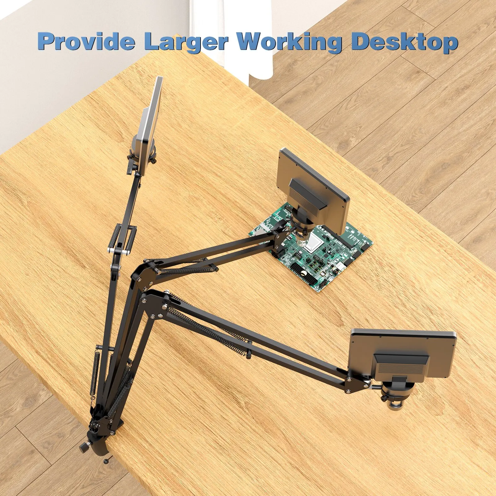 RIEVBCAU Microscope Arm Stand Adjustable Metal Bracket with Clamp Compatible with DM4 DM9 MS1 MS3& Most 4.3'',7'' Microscopes