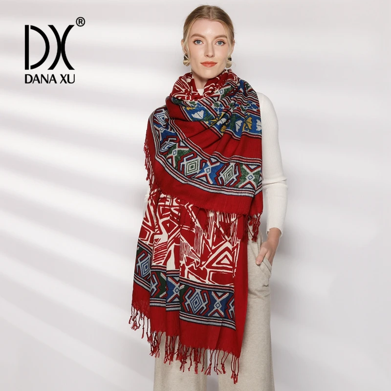 Poncho de lana merina pura para mujer, bufanda grande de Pashmina, chal, pañuelo para el cuello, 100%