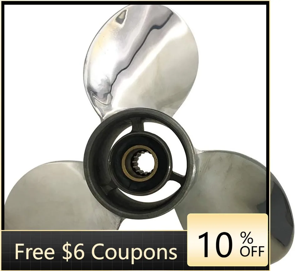 

ffbStainless Steel Propeller for 9.9/15/20 9.25 Inch SS Props with 14 Spline Tooth New Condition 9-1/4\"x9\"