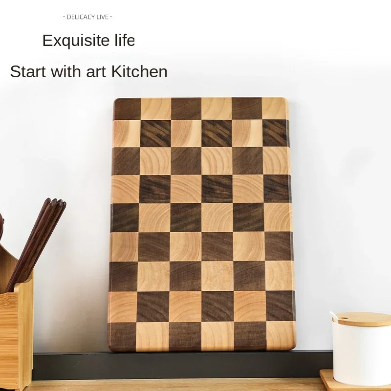 Checkerboard acacia wood cutting board, household kitchen solid wood chopping board