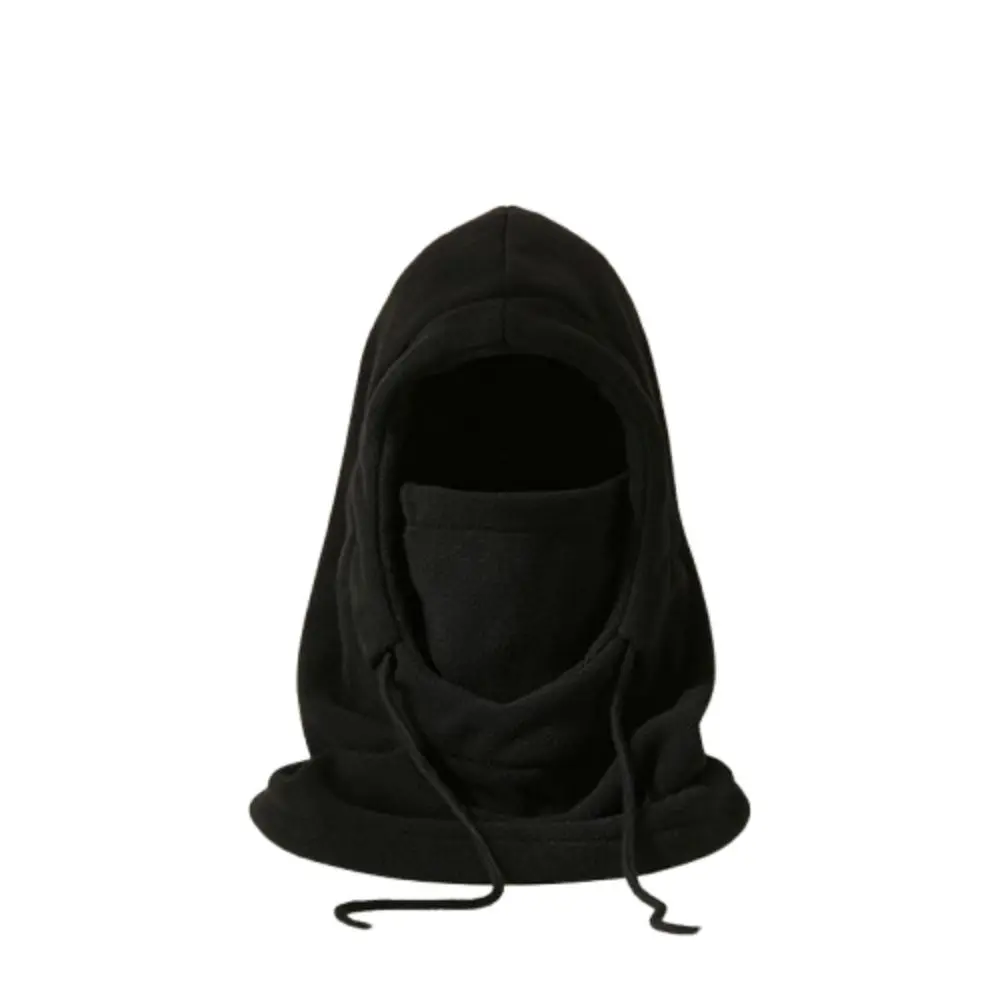 

Neck Warmer Drawstring Winter Cycling Headgear Adjustable Thickened Pullover Cap Keep Warm Solid Color Helmet Hat Girls