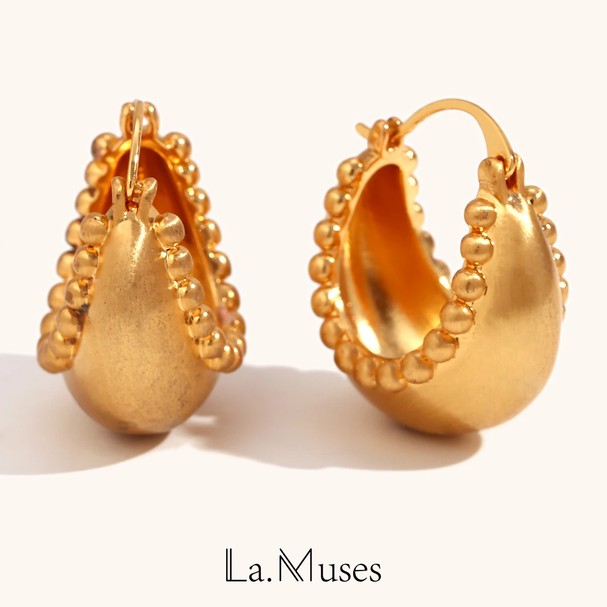 La.Muses Lovely Basket Boat Trendy Women's Hoop Earrings 2023 Creative Design Stainless Steel Jewelry And Accessories For Woman