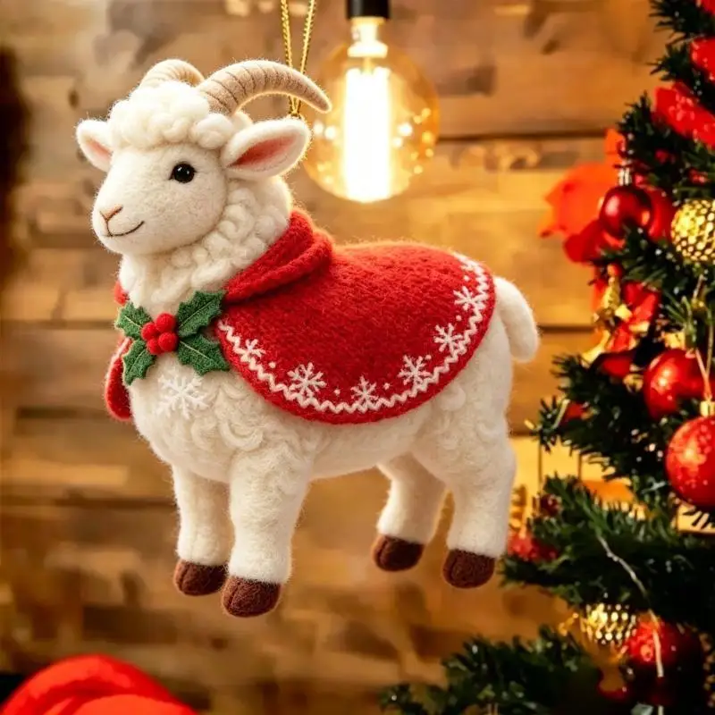 2D Acrylic Goat Hanging Ornament Snowflake Pattern Durable Lightweight Pendant for Car Backpack Holiday Decoration Gift