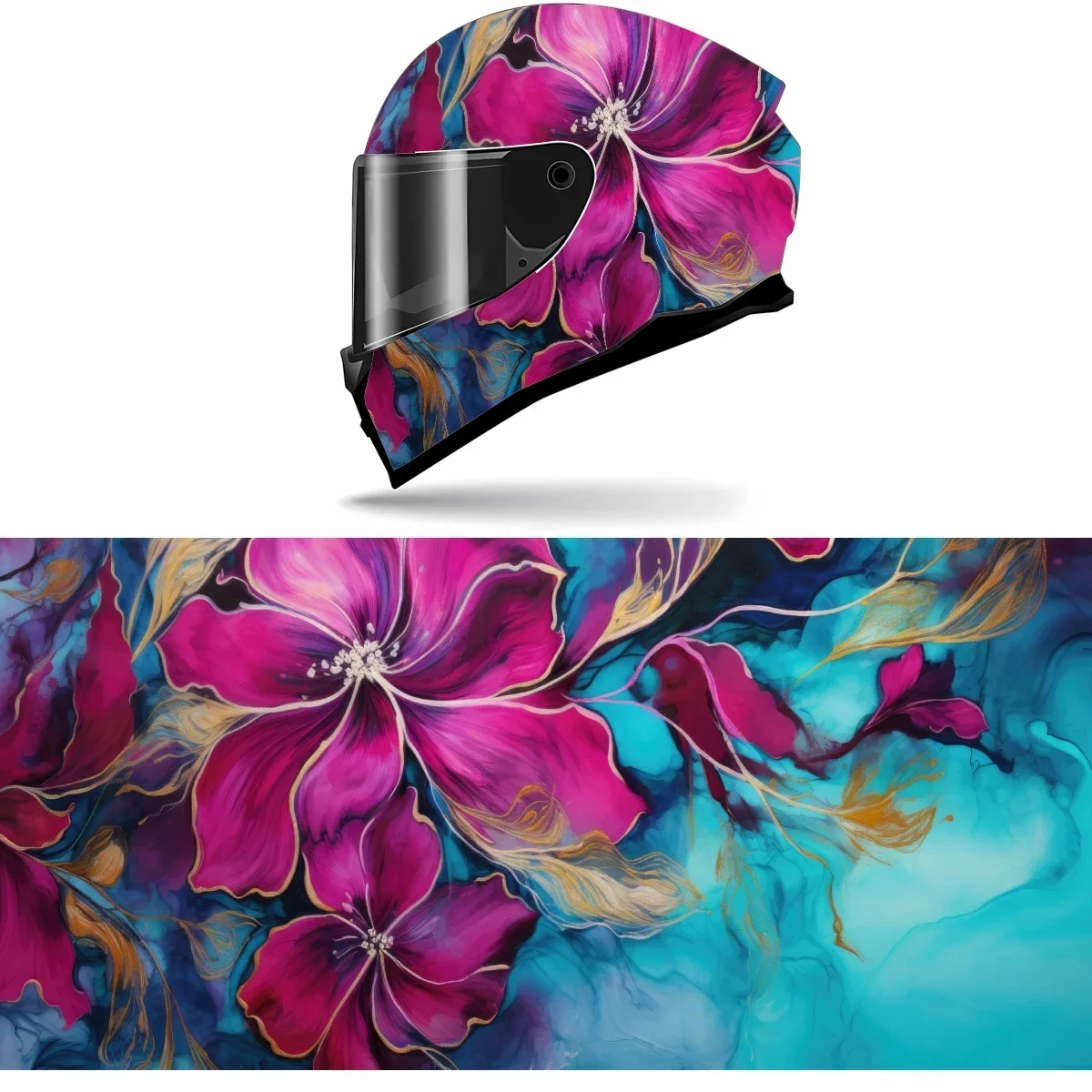 

Abstract Botanical Pattern Full Helmet Wrap Sticker Motorcycle Helmet Racing Graphic Decal Vinyl Wrap Helmet Decor Sticker