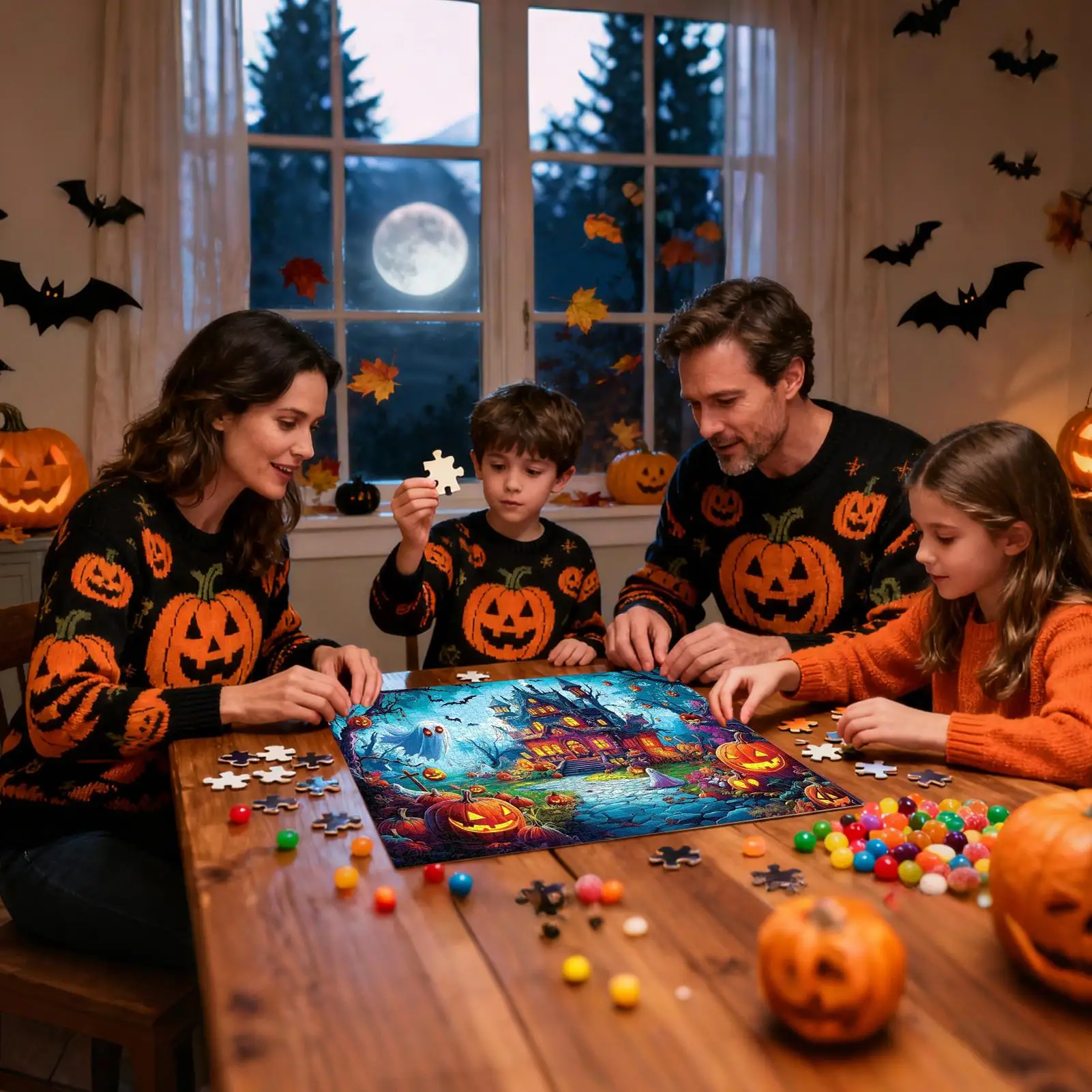 Halloween Puzzle Halloween Scene Jigsaw Puzzles Family Game For Kids Adults Teenages Relaxation Home Decor Holiday Fall