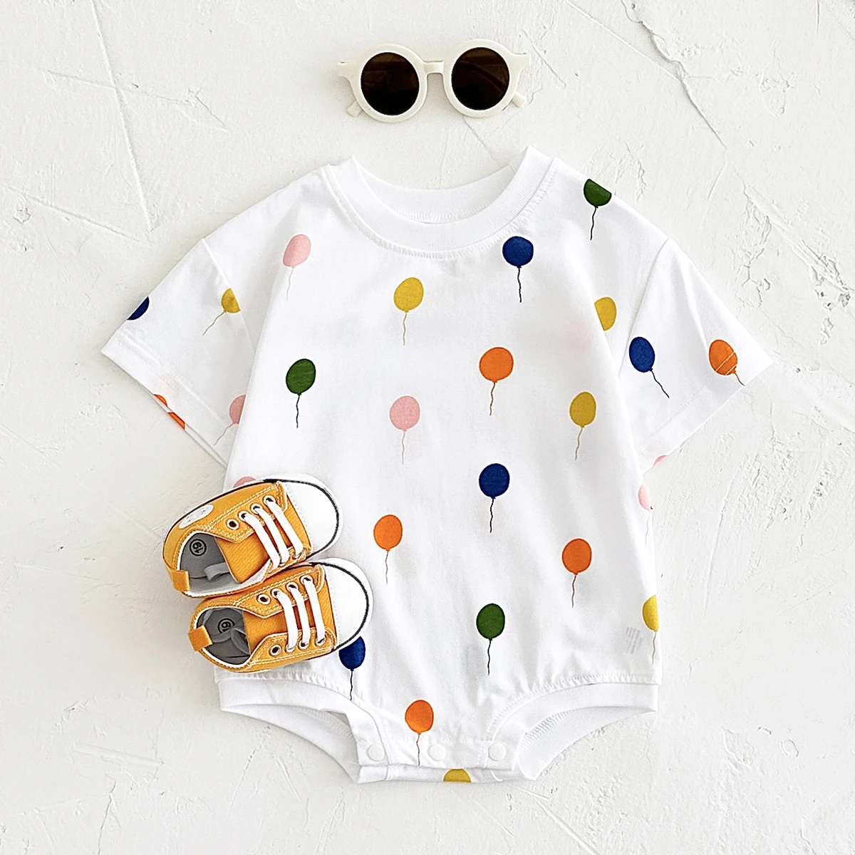 Baby Mädchen Kleidung Neugeborene Sommer Baby Stram pler Baumwolle Baby Bodysuit Ballon Print Kurzarm Jumps uit Baby Outfit