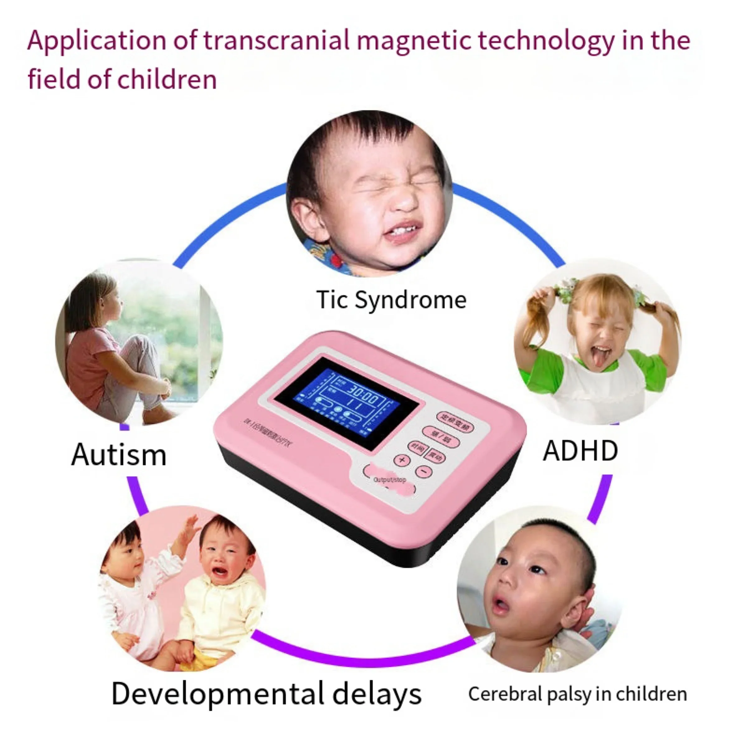 1-50HZ Adjustable Frequency ADHD Tourette\'s Syndrome Autism Child Cerebral Palsy Developmental Delay rTMS