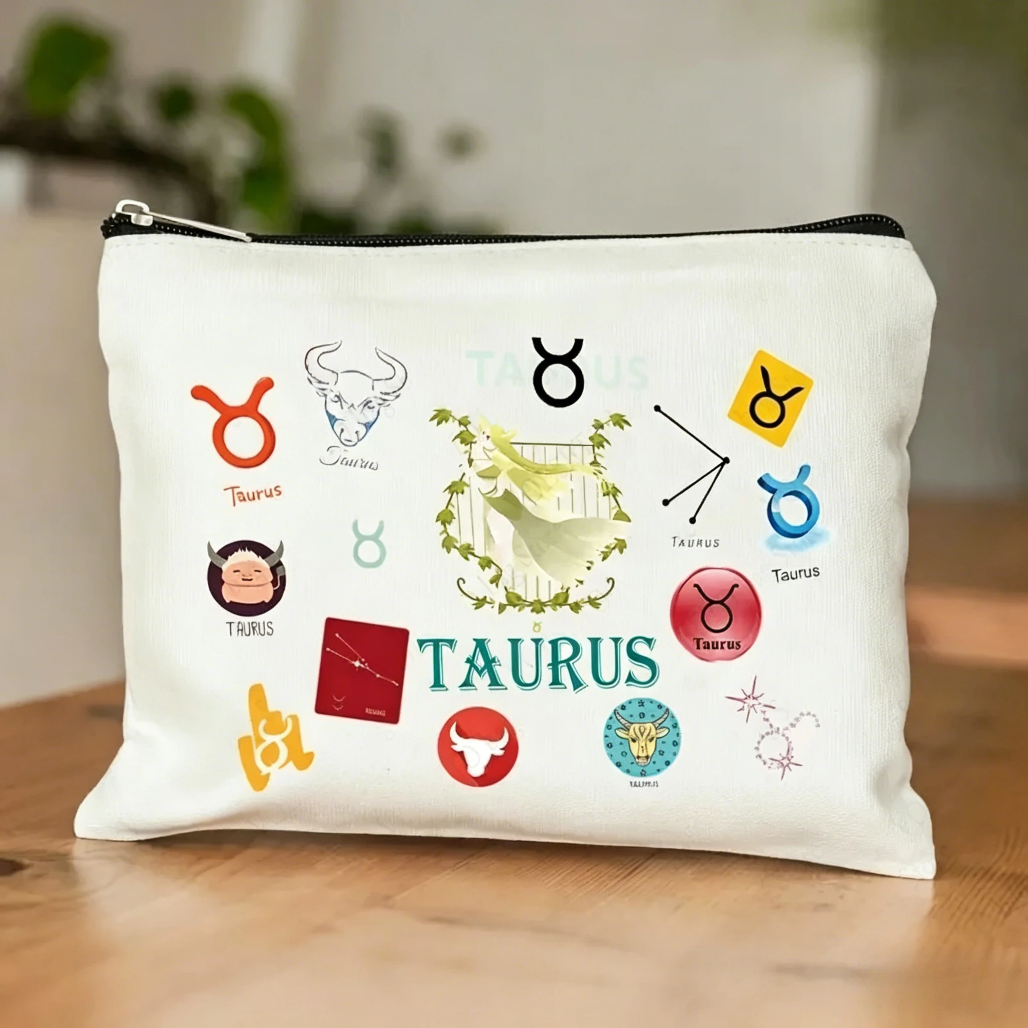 Zodiac Constellation Print Makeup Bag, Horoscope Astrology Star Sign Cosmetic Pouch, Birthday Gift For Women