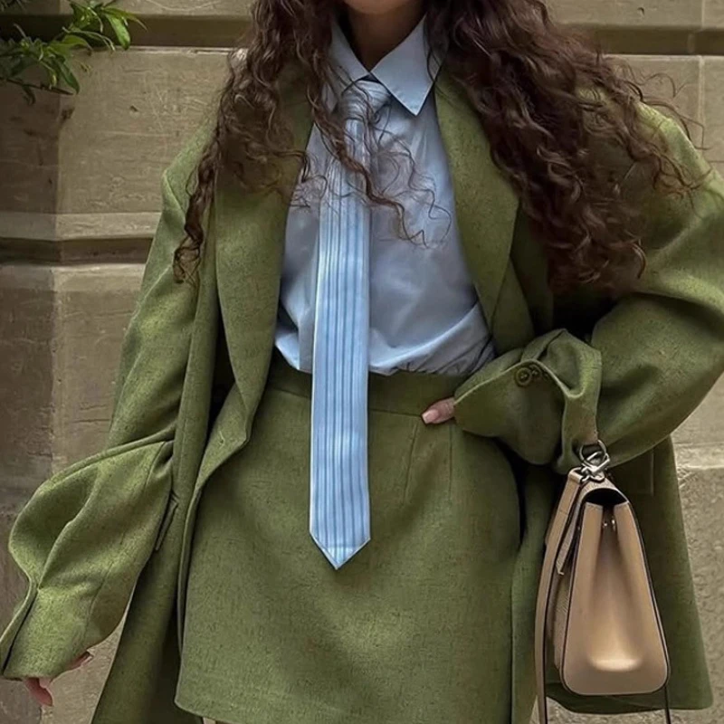 

Fashionable Casual Temperament Style Solid Color Lapel Blazer Short Skirt Suit for Women 2025 New