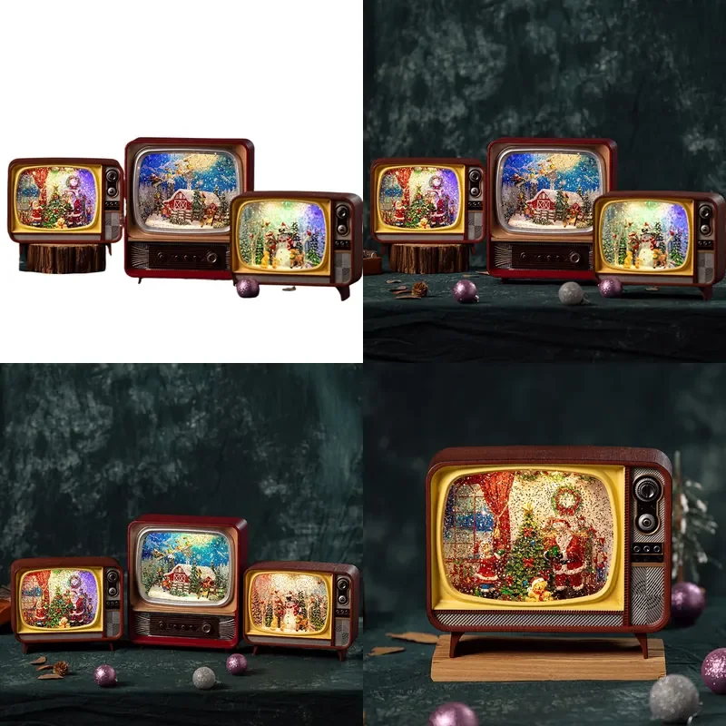 for Merry Christmas Vintage TV Gift Box Music Box Crystal Ball Cross-border Nostalgic Classic Decoration