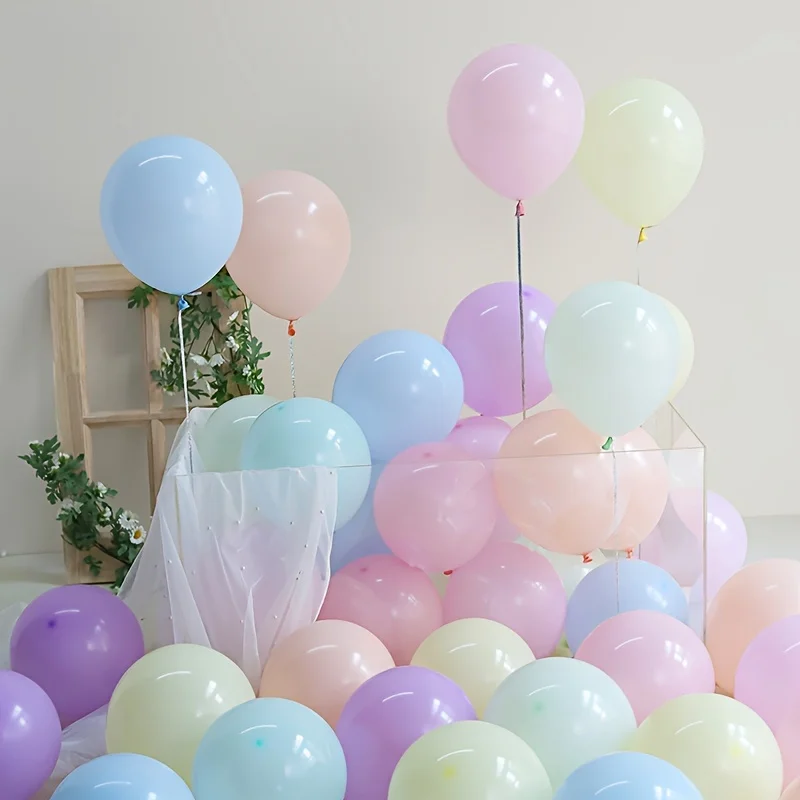 50 Stück Pastellfarbene 10-Zoll-Latexballons, mehrfarbige Macaron-Heliumballons für Babyparty, Geburtstag, Hochzeit, Regenbogen-Party-Dekoration