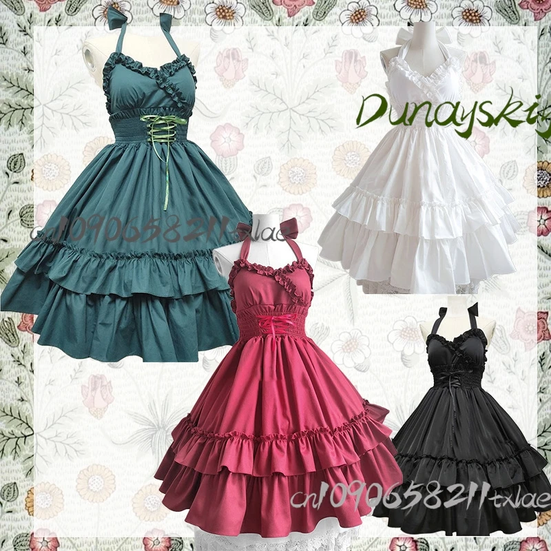 القوطية جيراي كي kawaii الظلام الصيف الكلاسيكية الأنيقة الحمالات لوليتا الصلبة لوليتا ريترو الشاي حفلة JSK فستان الحمالات #1