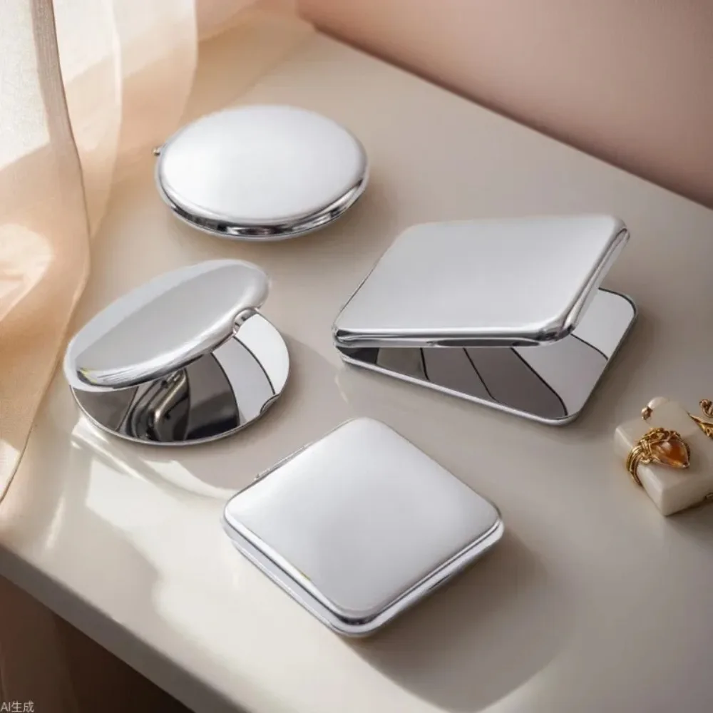 

Мини-зеркало для макияжа Ins Style, портативное двустороннее складное зеркало из нержавеющей стали для девочек-студентов, дорожный кошелек