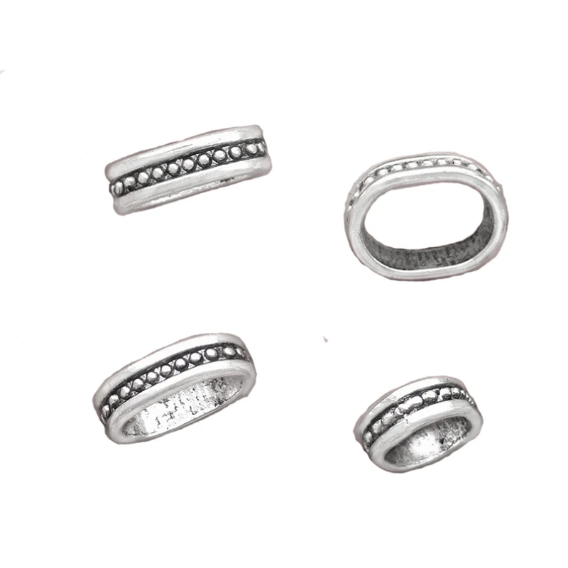 

Components Beads Fit Multilayer Cord Bracelets DIY 40pcs 10x8mm Big Hole Metal Silver Jewelry Fittings Handmade Bangles Supplies