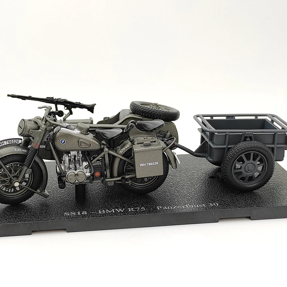 Diecast ATLAS 1/24 Bilancia Seconda Guerra Mondiale Tedesco BMW R75 Motocicletta a tre ruote Changjiang 750 Modello in lega Giocattolo da collezione Regalo