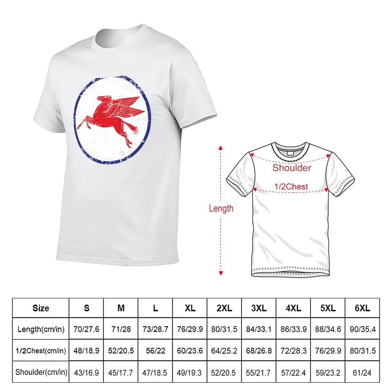 Mobil Gas Oil Pegasus Circle Distressed Faded T-Shirt funny t shirts cotton t shirt man luxury printed t shirts for man T-shirt