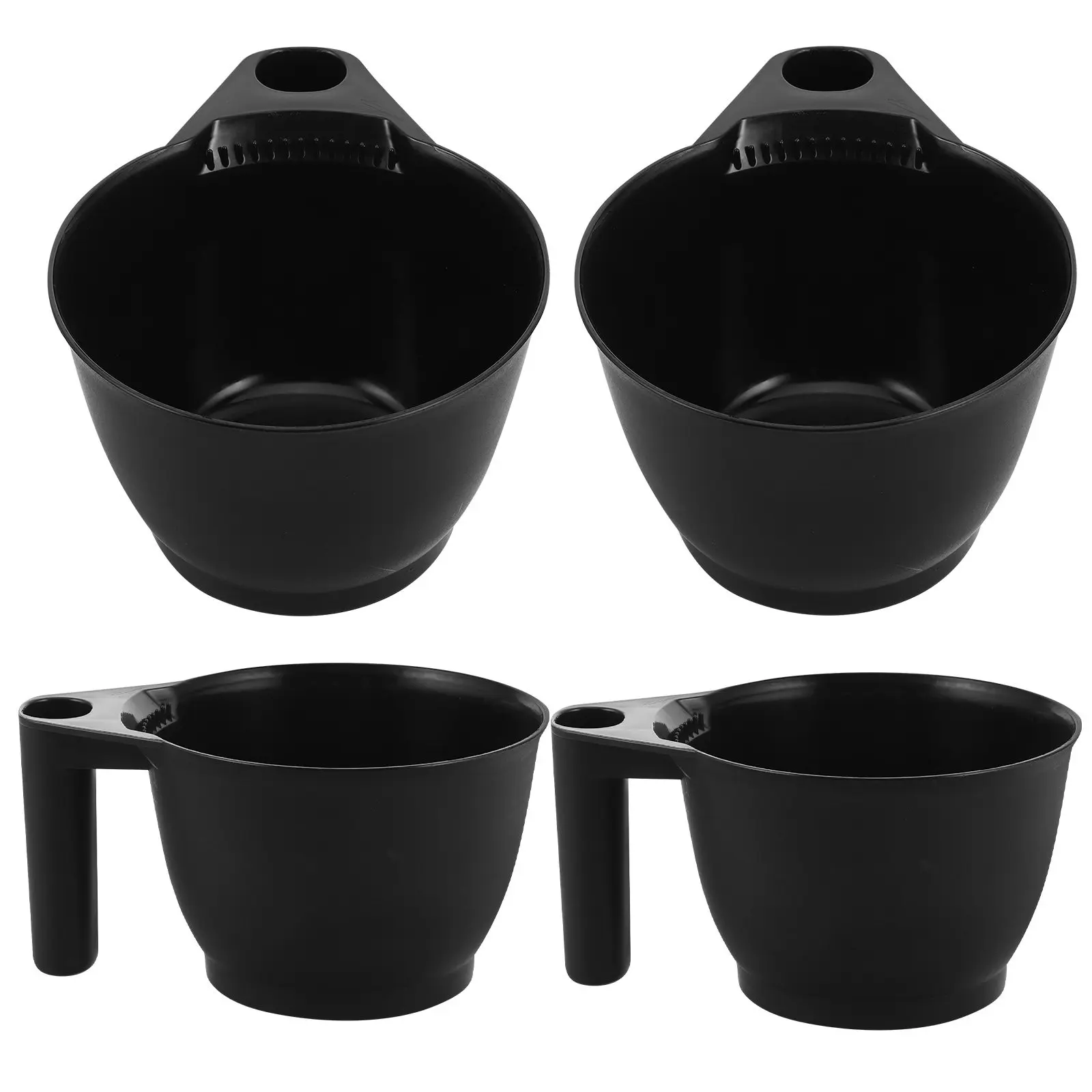 

4Pcs Hair Color Mixing Bowl Black Plastic Salon Dye Bowl with Measurement Markings Comfort Grip for Precise Hair Tinting and