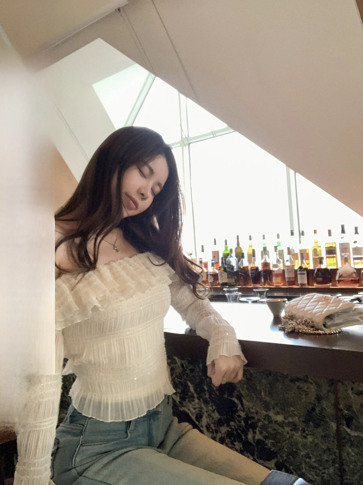

Sweet Sle One-oulder Ruffle Lace Top 34 20 Points Button ort Length Polyester Fiber Women's Faion Spring Summer Top