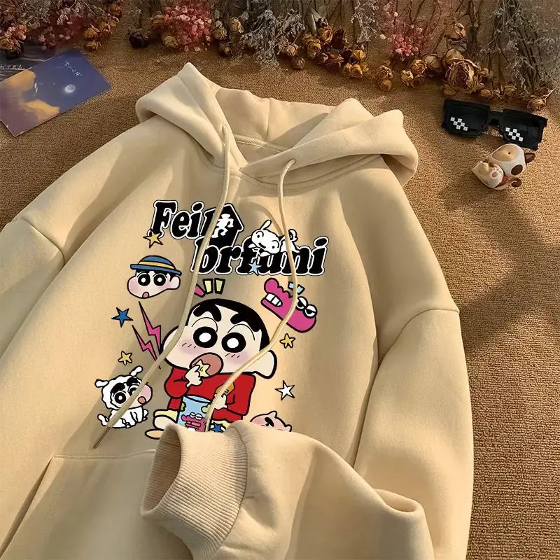 هودي مطبوع بتصميم كرايون شينتشان الياباني الرجعي للجنسين، ملابس خارجية فضفاضة للخريف والشتاء بأكمام طويلة من نسيج البوليستر ا... #3