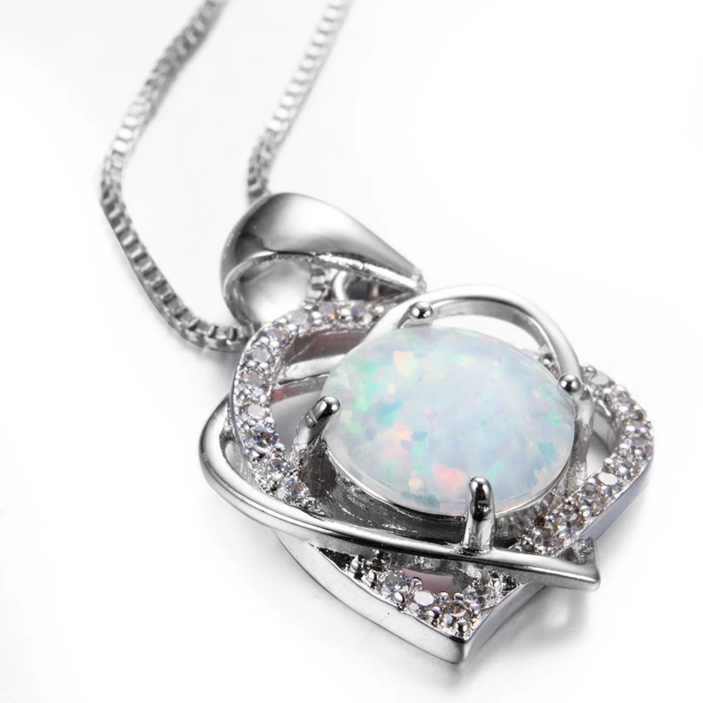 JLP012 New Hot Elegant Love White Symphony Opa New Hot Elegant Love White Symphony Opal Pendant Necklace Ms. Jewelry Gifts