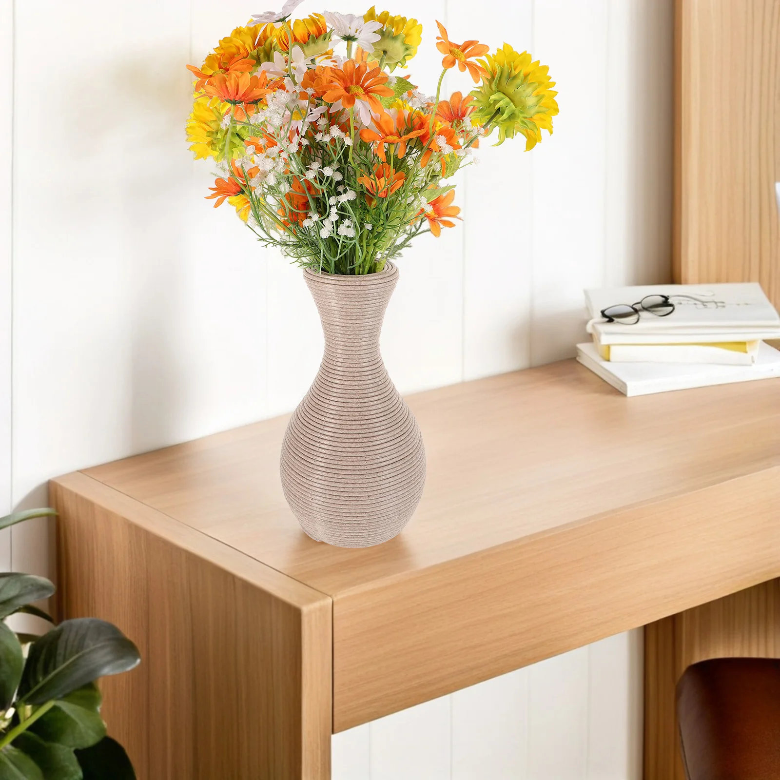 

Vase Braided Flower Arrangement Pot Garden Vases Ornaments Dried Boho Floor Holder Beige Tall Desktop Table