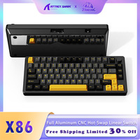 ZIYOULANG & ATTACK SHARK X86 Wireless Mechanical Keyboard,Full Aluminum CNC,Bluetooth/2.4Ghz/USB-C 75% Knob Control 4000mAh