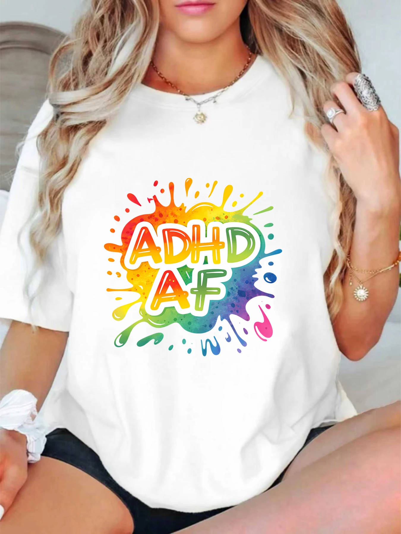 

【ZXH11424】Женская футболка больших размеров с английским принтом, круглым вырезом, летняя, повседневная, с короткими рукавами, в уличном стиле, универсальная.