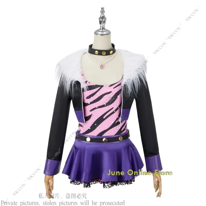 DY20Clawdeen Anime disfraz de monstruo lobo Cos disfraz peluca mujer pequeño diablo lindo Cosplay disfraces de Halloween traje Clawdeen Wolf