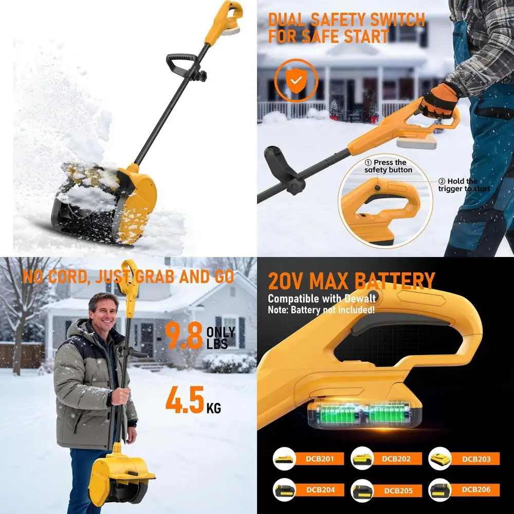 12 draadloze elektrische sneeuwblazers, 20V MAX-compatibel, max. 16FT worp, 7 heldere diepte voor oprit en terras