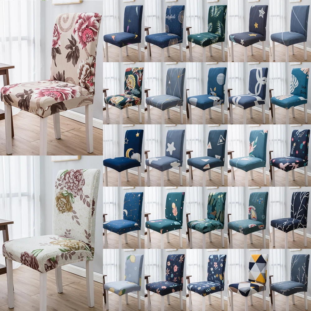 1PC Floral Pattern Chair Cover Spandex Elastic Anti-dirt Seat Slipcover Washable Universal Chair Case for Dining Wedding Banquet