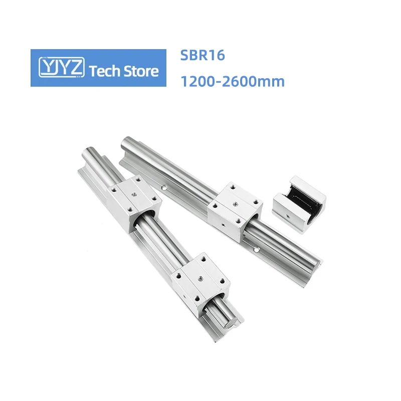 

High Precision 2PCS SBR16 Linear Guide Rail Length 1200-2600mm Standard 4PCS SBR16UU Slider CNC Machines Combination Set