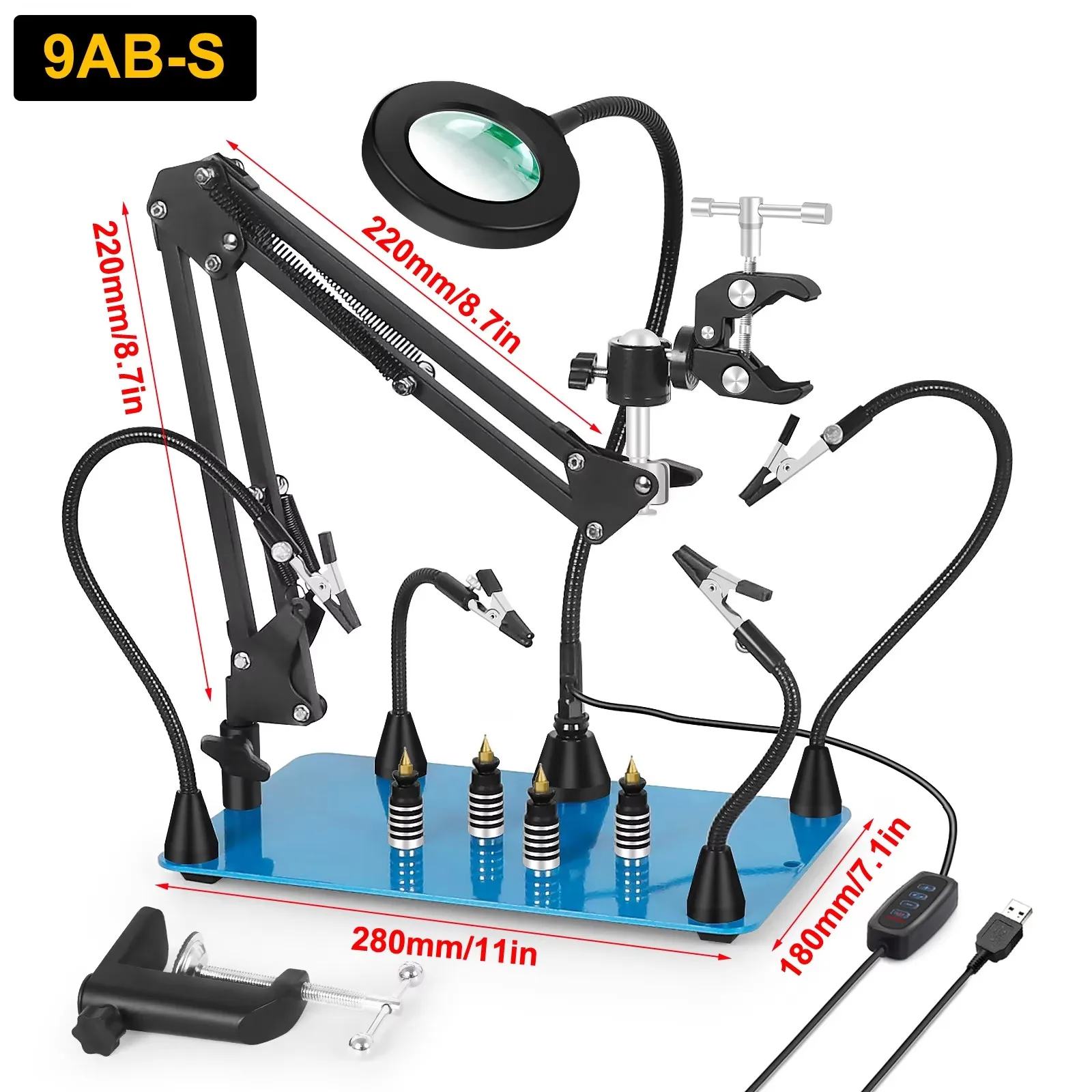 NEWACALOX Soldering Helping Hand Magnetic PCB Holder Circuit Board Fixture Stand Soldering Iron Holder Flexible Arm Welding Tool