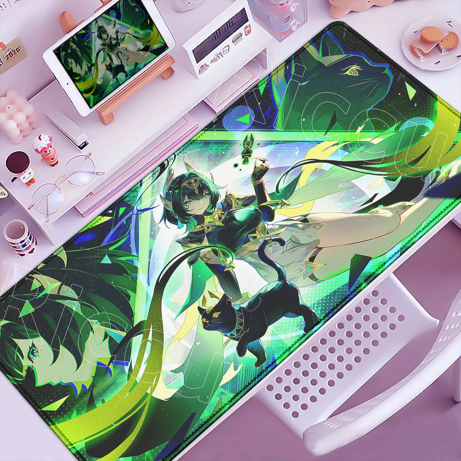

HD Pretty Anime Girl Nefer Desk Mat Genshin Impact Beautiful Mouse Pad Laptop Gaming Non-slip Rubber Keyboard 900x400mm Mousepad