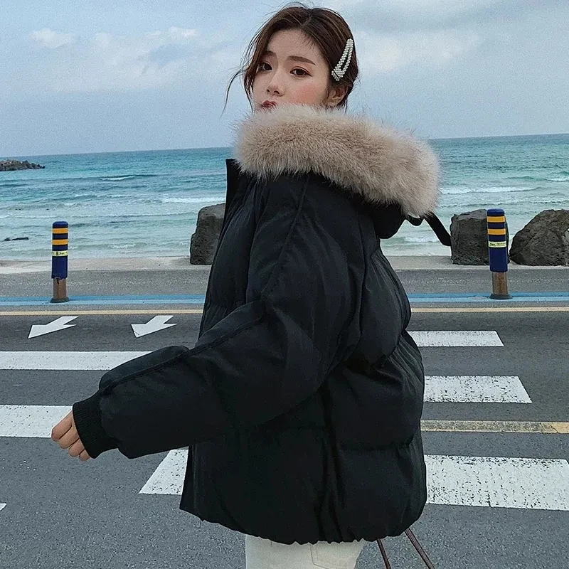 Korean version of women's short bread jacket ins loose thick cotton jacket cute student winter oversized cotton jacket