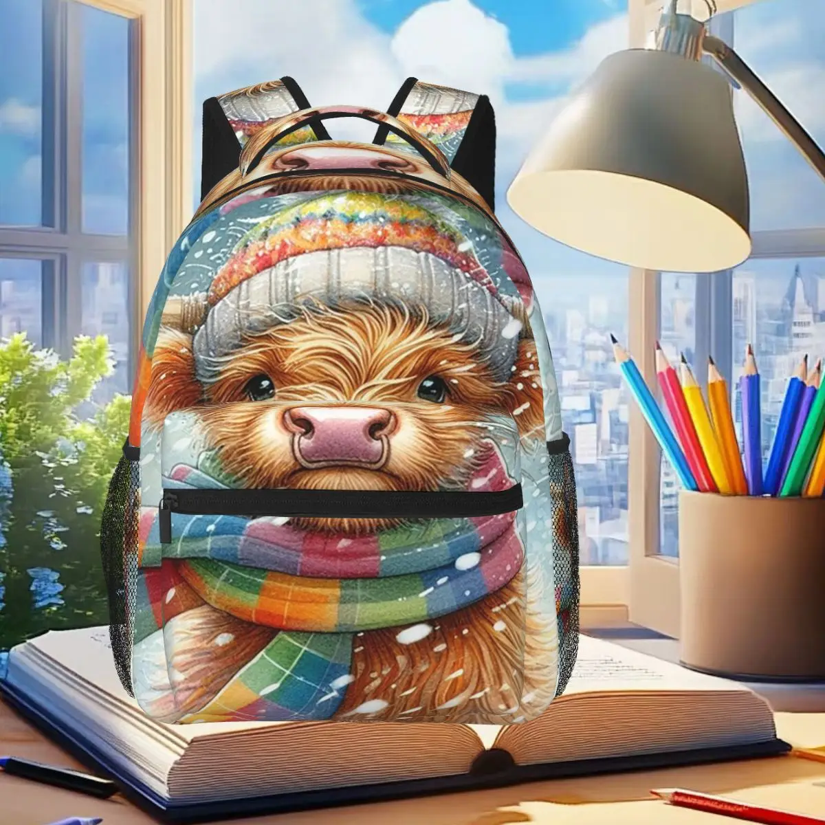 Highland Cow In The Snow Backpack Student Boys Girls BookBag Kids School Bag Computer Shoulder Bags for Men Women