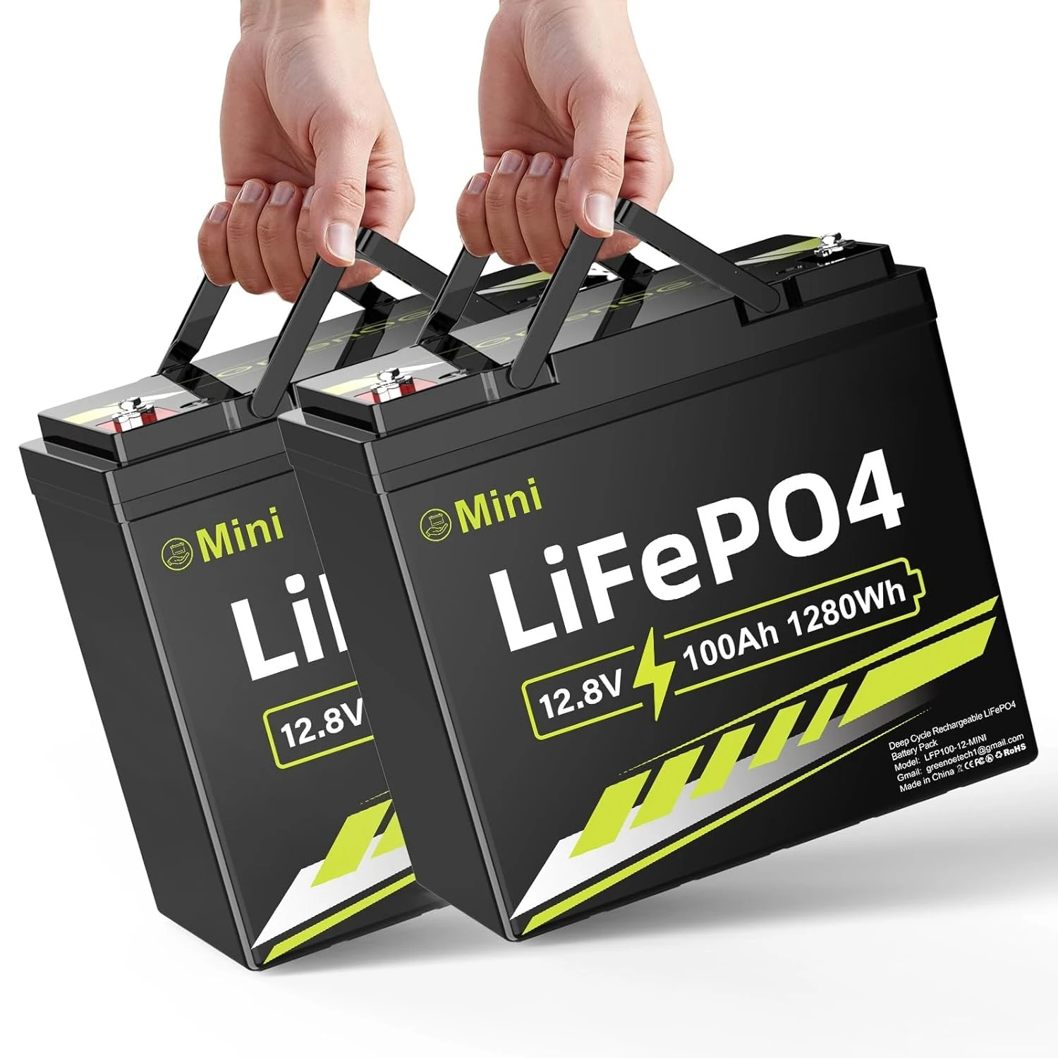 

12V 100Ah Mini LiFePO4 Battery, Smaller Than BCI Group 31 Built in100A BMS,Low Temperature Protection,1280Wh, Up to, Customized