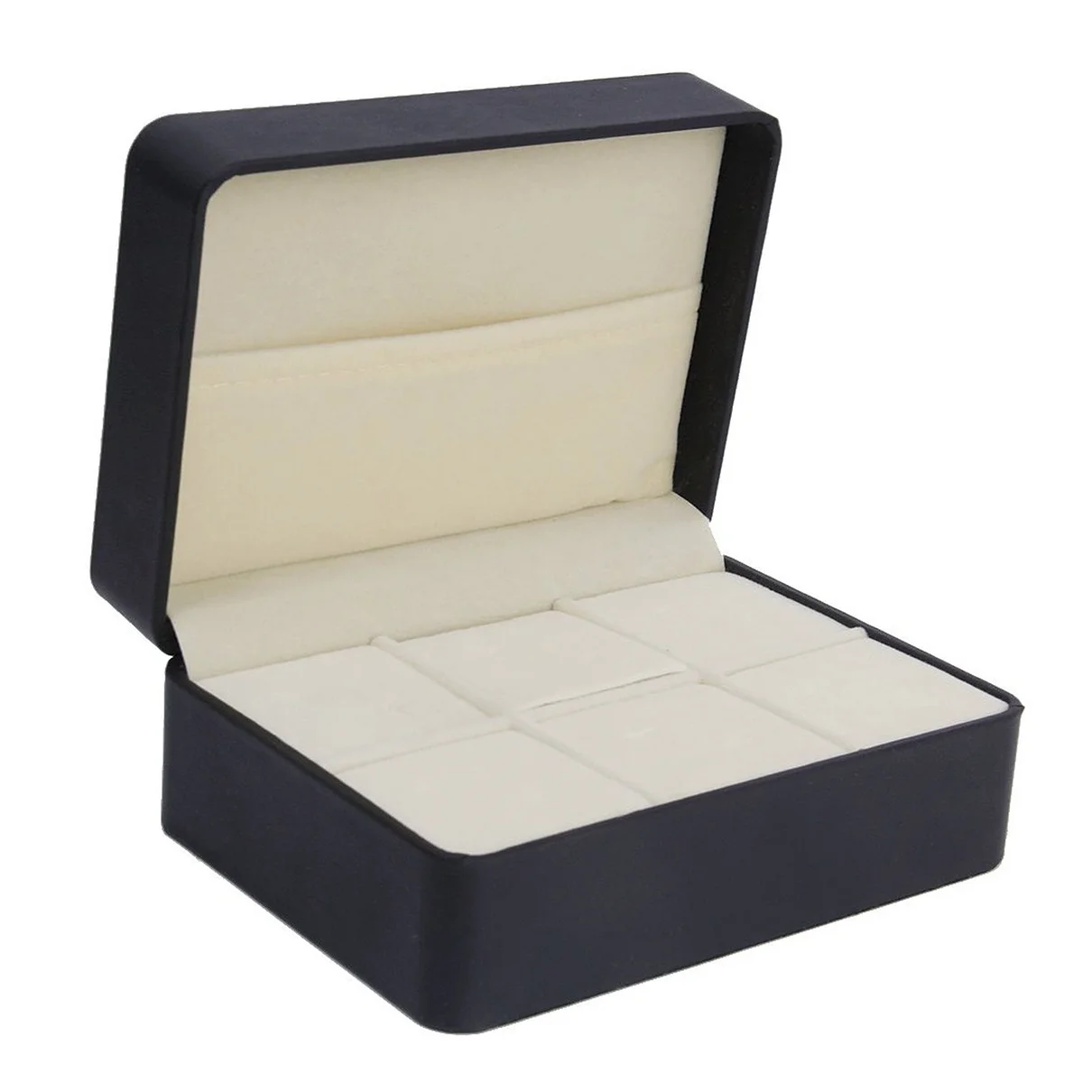 Caja de almacenamiento con Clip para corbata y gemelos, organizador negro de Pu de 6 compartimentos para gemelos, barras de corbata, Estuche De Viaje, herramienta de exhibición de joyería