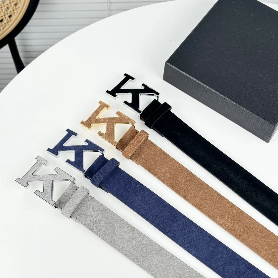 

NEW High Quality K Letter Designer Belt Denim Formal Genuine Leather Black Men Fashion Luxur Weaving straps 3.5cm Ki ton001