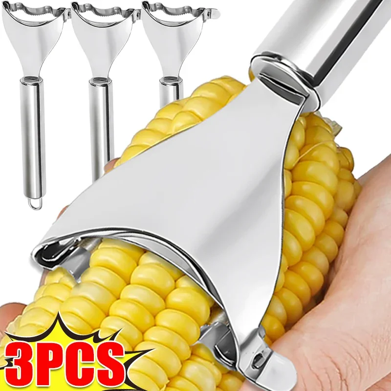 Stainless Steel Corn Peeler Scraper Serrated Corn Cob Stripper Tool Cob Shaver Planer Thresher Cutter Kitchen Vegetable Gadgets