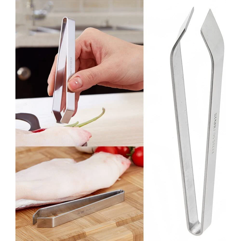ABVS (2Pcs) Fish Bone Stainless Steel Professional Fish Tweezers, Kitchen Seafood Tool