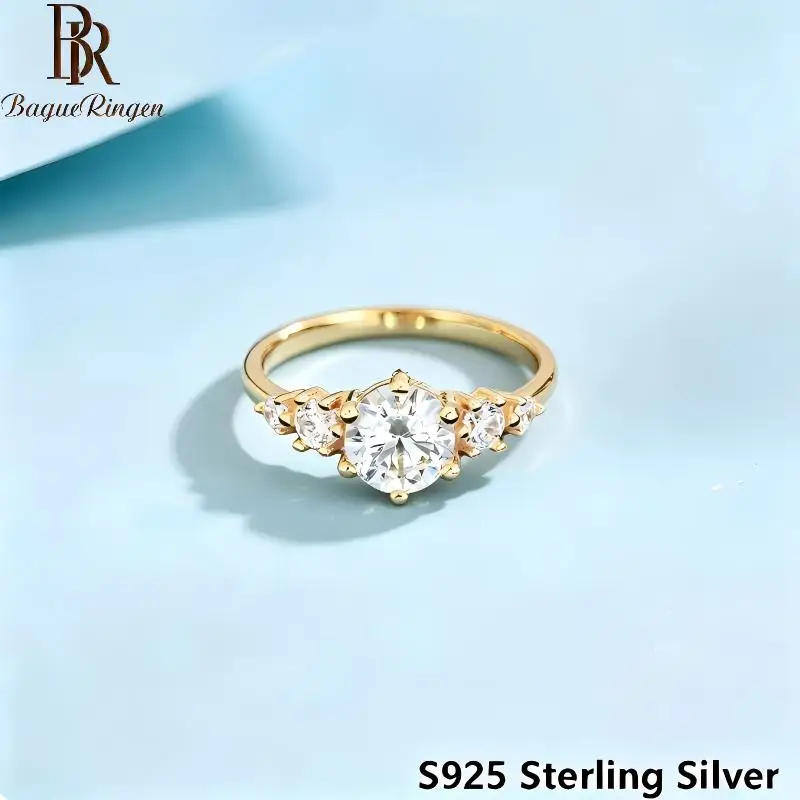 BR S925 Silver Asymmetrical Women's Ring, European and American Live Streaming Cross-border Moissanite Ring