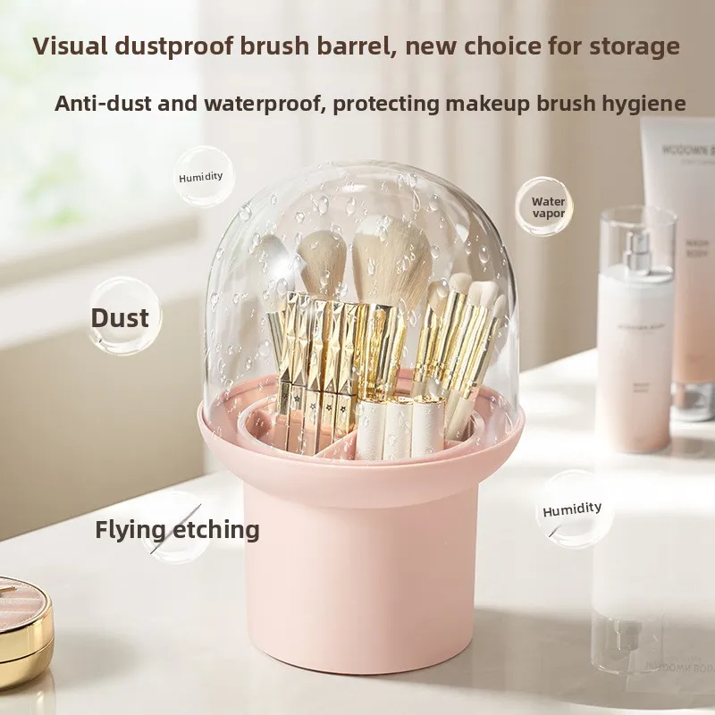 Makeup Brush Organizer Dustproof Compartment Desktop Cosmetic Organizer Dresser Pencil Lipstick Holder